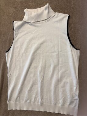 Talbots White Sleeveless Turtleneck with Black Trim